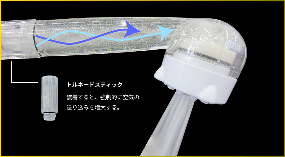 トルネードスティックが空気を強制的に送り込む